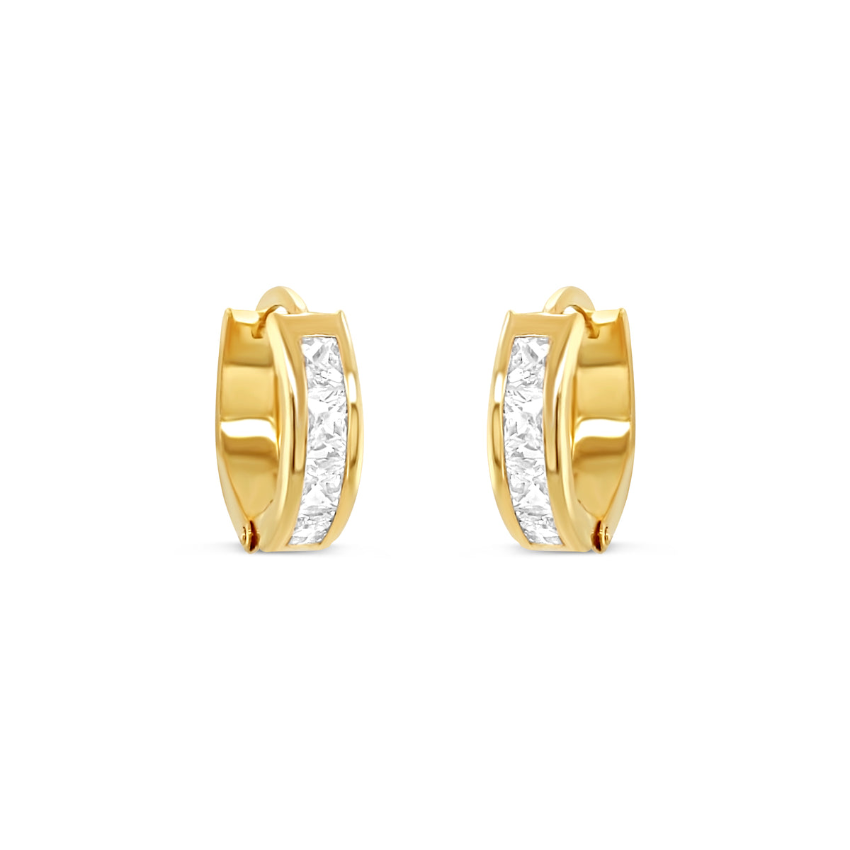 14K YELLOW GOLD PRINCESS CUT CZ HOOP EARRINGS 13MM – Kaylah