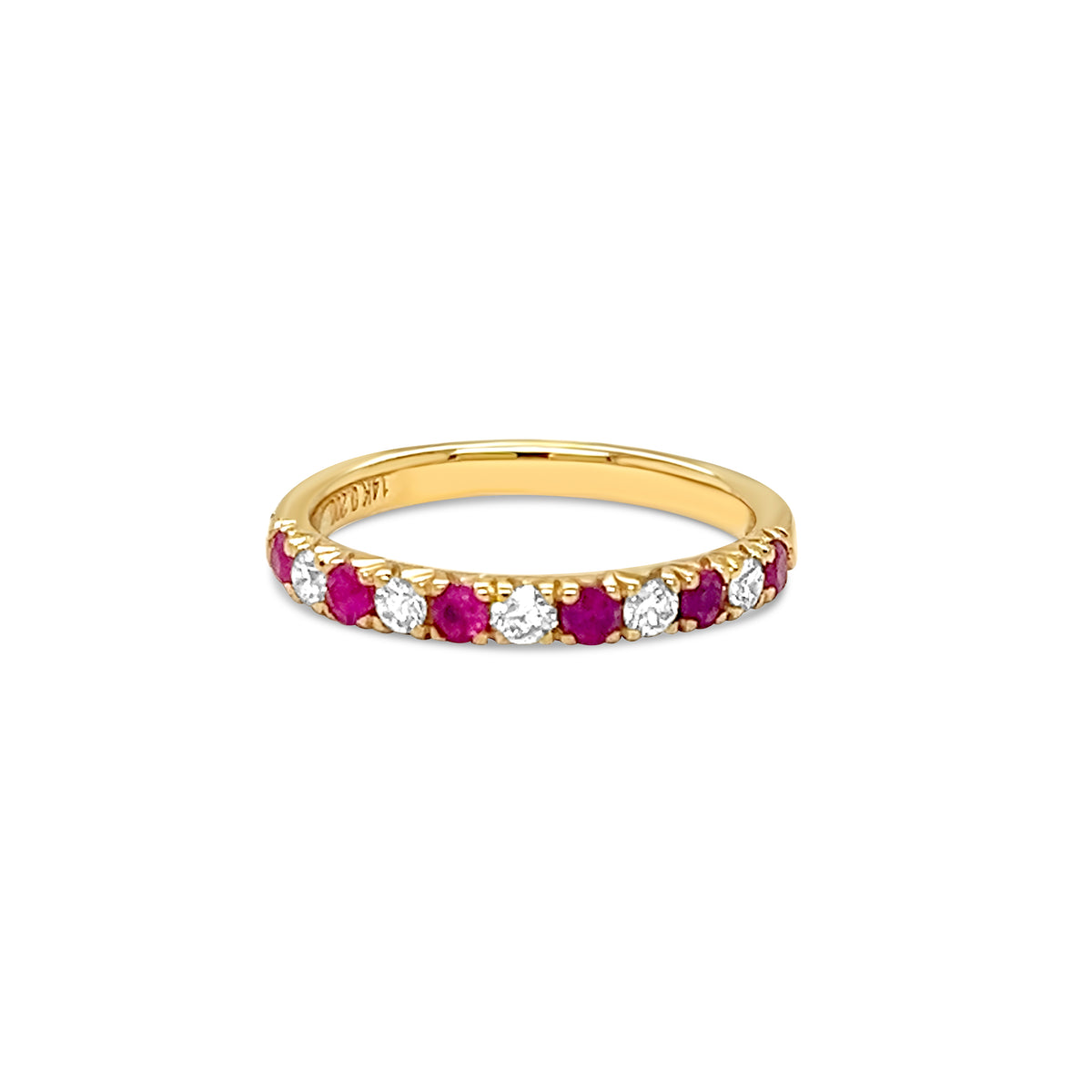 14K YELLOW GOLD .20 CTW DIAMOND AND .35 CTW RUBY ETERNITY BAND RING ...
