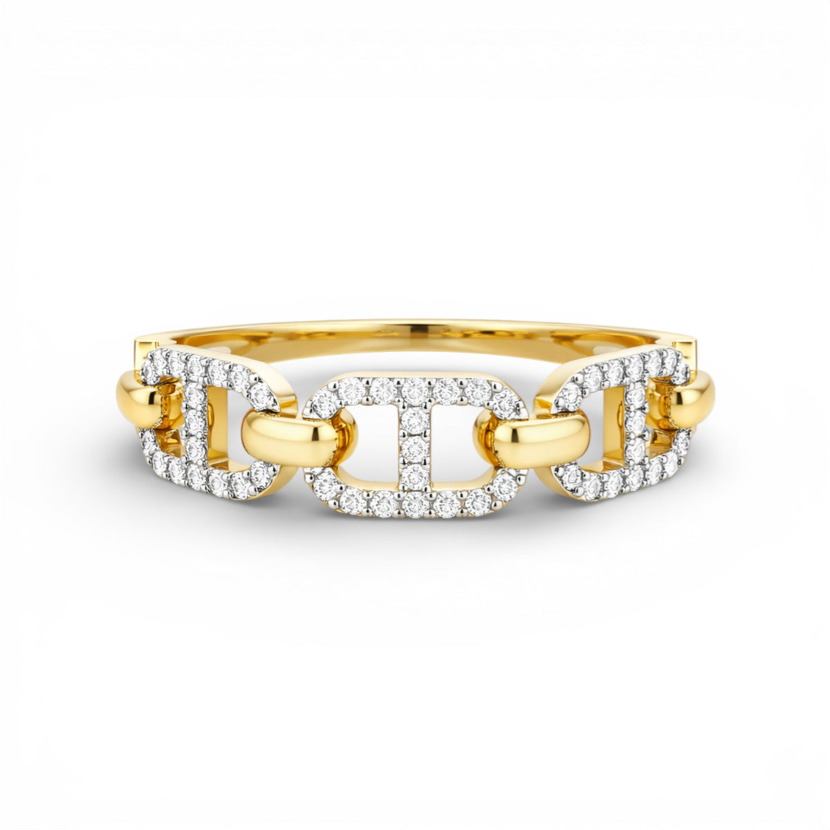 14K YELLOW GOLD DIAMOND CHAIN LINK RING – 0.20 CTW – Kaylah