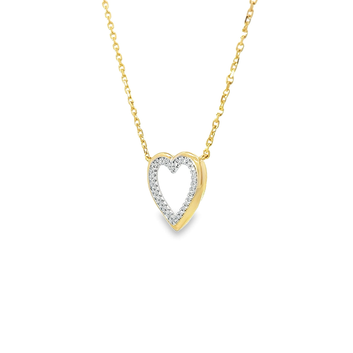 14k Yellow Gold Diamond Open Heart Necklace - 0.09 Ctw – Kaylah 