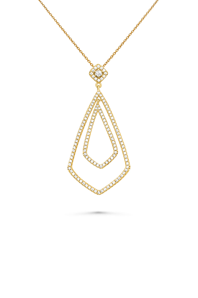 GOLD PLATED STERLING SILVER CZ DOUBLE OPEN TEARDROP PENDANT Kaylah