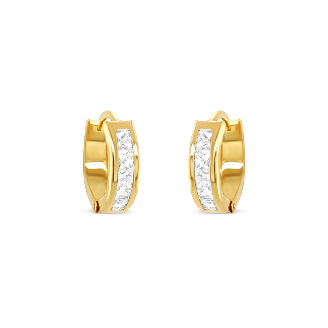 ゴールデンウィークラストSALE❕ ゴールド【 4mm×23mm 】18k 1/4 CT. T.W. Diamond Stud and Hoop Earrings Set in Sterling