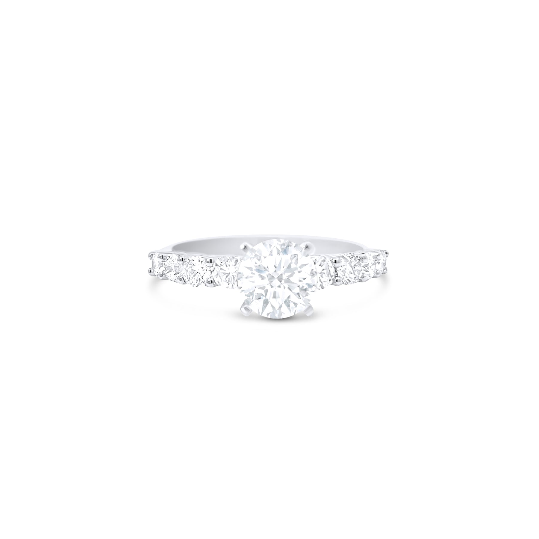 14K WHITE GOLD DIAMOND GRADUATED LINEAR ENGAGEMENT RING SETTING - 0.50 ...