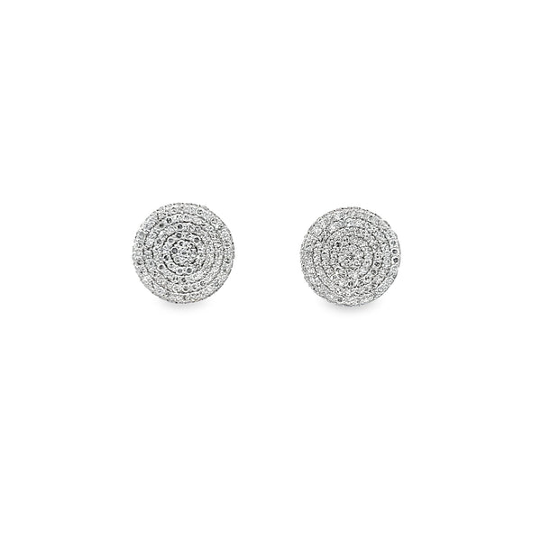 14K WHITE GOLD DIAMOND PAVE DISC STUD EARRINGS 1.03 CTW Kaylah Diamonds Jewelry